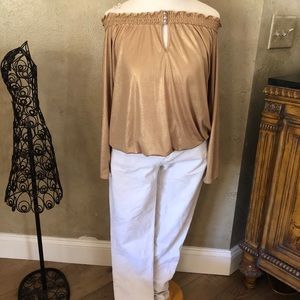 INC Gold Off the Shoulder Dressy Blouse